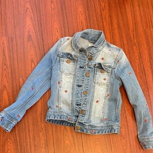 Jcrew CrewCuts Kids Denim Jacket with Embroidered Strawberry Accents